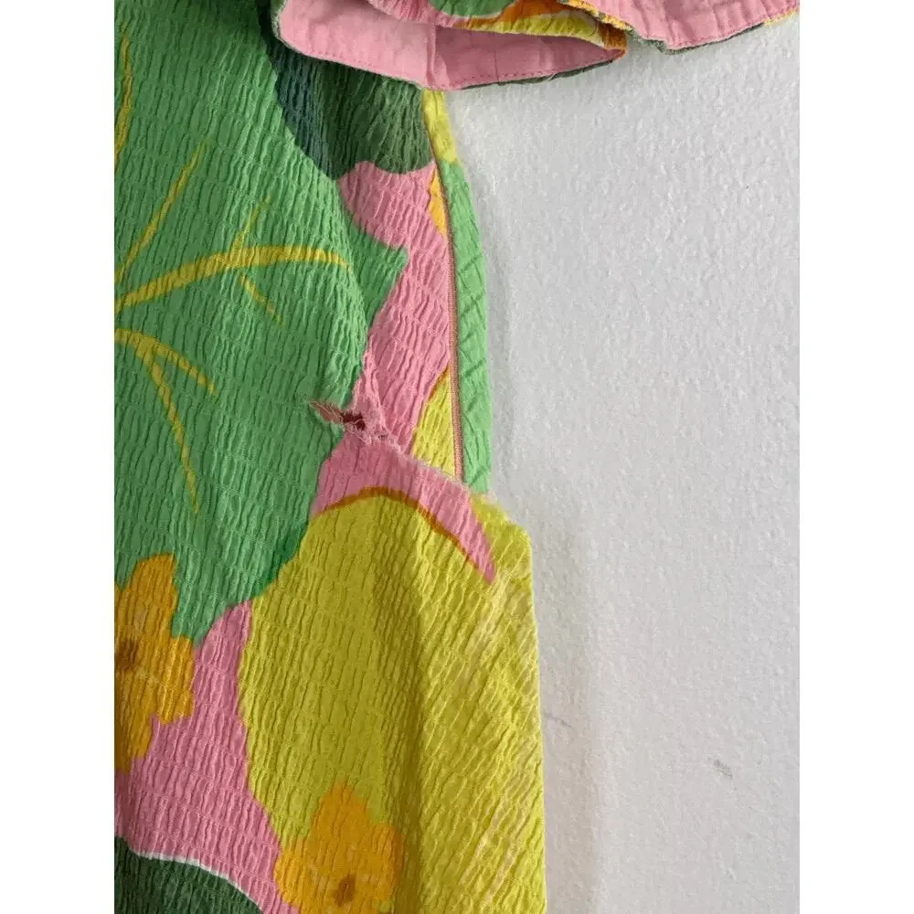 Kate Spade Cucumber Floral Dress Flutter Sleeve Mini Swing Multi 12